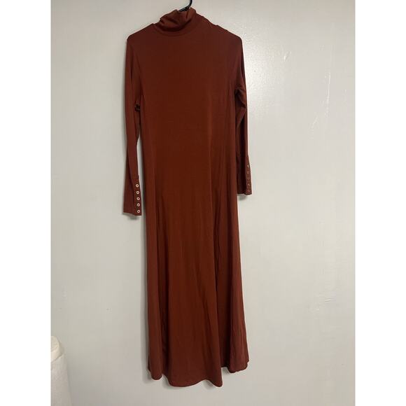 Soft Surroundings Jackie Jersey Knit Turtleneck Maxi Dress Womens XS Orange - Picture 3 of 7